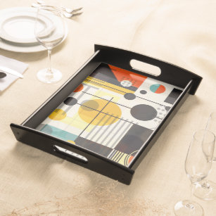 Colorful geometric shapes composition serving tray