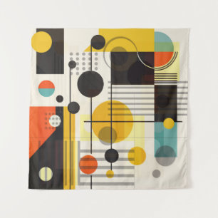 Colorful geometric shapes composition tapestry