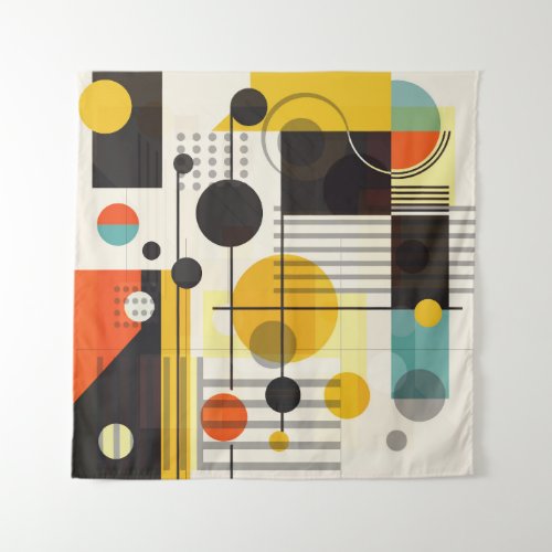 Colorful geometric shapes composition tapestry