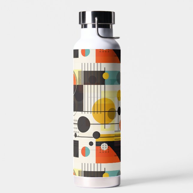 Colorful geometric shapes composition water bottle (Left)