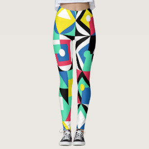 Colorful Geometric Shapes Decorative Ornament Leggings