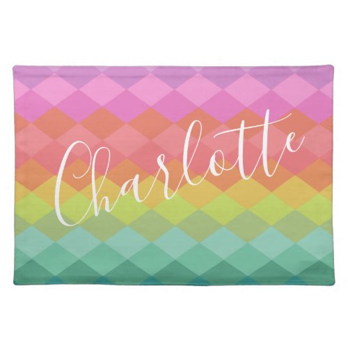 Colorful Geometric Shapes in Pink Personalized     Cloth Placemat