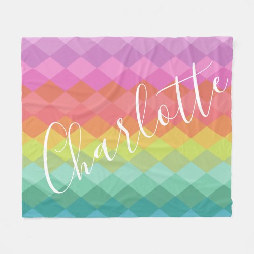 Colorful Geometric Shapes in Pink Personalized    Fleece Blanket
