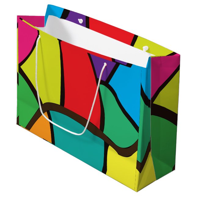 Colorful Geometric Shapes Large Gift Bag (Front Angled)