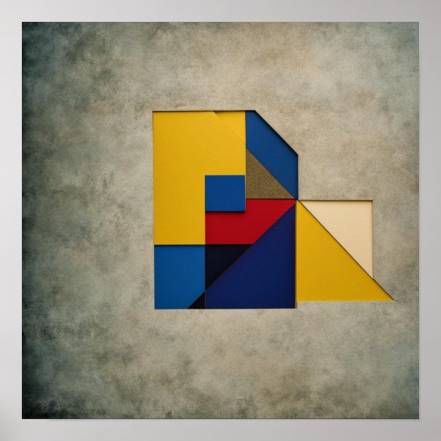 Colorful geometric shapes on a concrete background poster (Front)