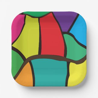 Colorful Geometric Shapes Party Paper Plates
