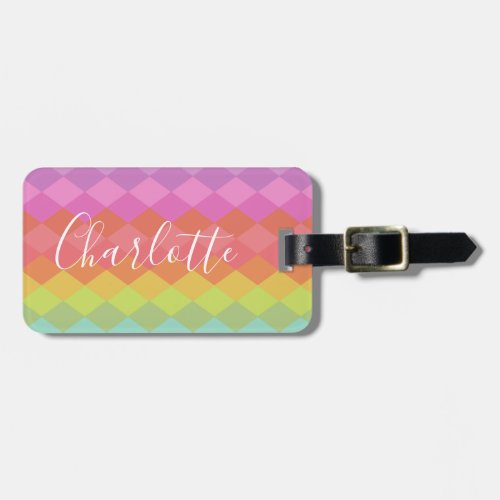 Colorful Geometric Shapes Pastel Personalized   Luggage Tag