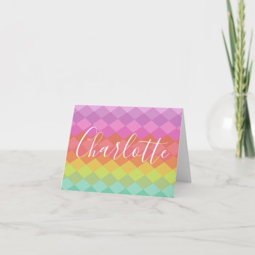 Colorful Geometric Shapes Pastel Personalized    Note Card