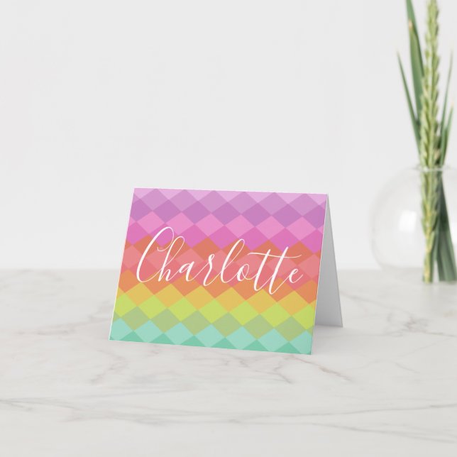 Colorful Geometric Shapes Pastel Personalized    Note Card (Front)