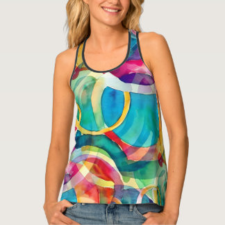 Colorful geometric shapes pattern 26 tank top