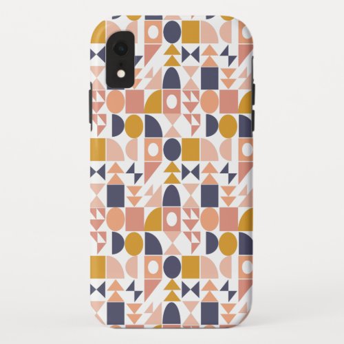 Colorful Geometric Shapes Pattern in Fall Colors iPhone XR Case