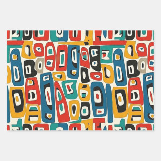 Colorful Geometric Shapes Pattern Wrapping Paper Sheets