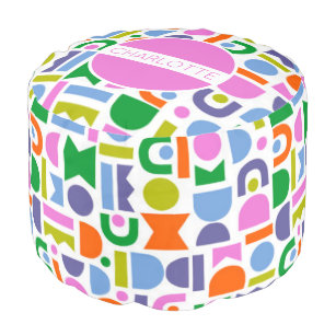 Colorful Geometric Shapes Personalized Pouf