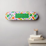 Colorful Geometric Shapes Personalized Skateboard<br><div class="desc">A colorful and modern design that features geometric shapes. This playful design is inspired by retro,  mid-century modern style and can be personalized with a name,  monogram or initials. Colors included in this abstract pattern are;  blue,  purple,  pink,  green,  yellow,  pink and orange against a white background.</div>