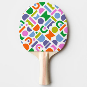 Colorful Geometric Shapes Ping Pong Paddle