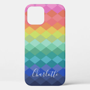 Colorful Geometric Shapes Rainbow Personalized  iPhone 12 Case