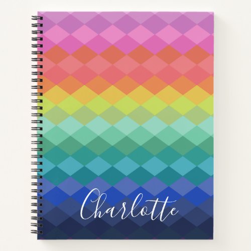 Colorful Geometric Shapes Rainbow Personalized  Notebook