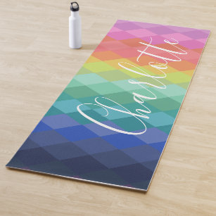 Rainbow colored overlapping circles. Colorful space and background Yoga Mat