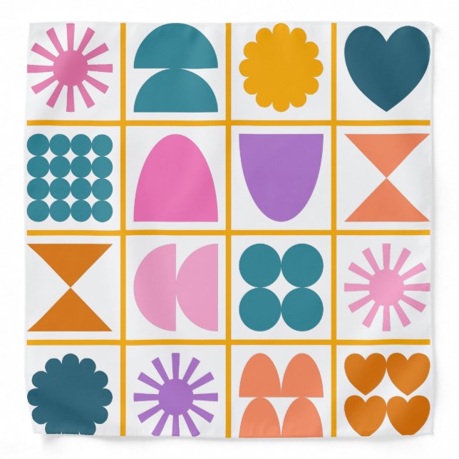Colorful Geometric Shapes Simple Modern Design Bandana (Front)
