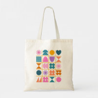 Colorful Geometric Shapes Simple Modern Design Tote Bag