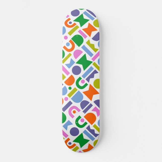 Colorful Geometric Shapes Skateboard (Front)