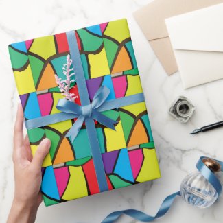 Colorful Geometric Shapes Wrapping Paper