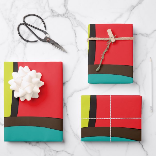 Colorful Geometric Shapes Wrapping Paper Sheets (Front)