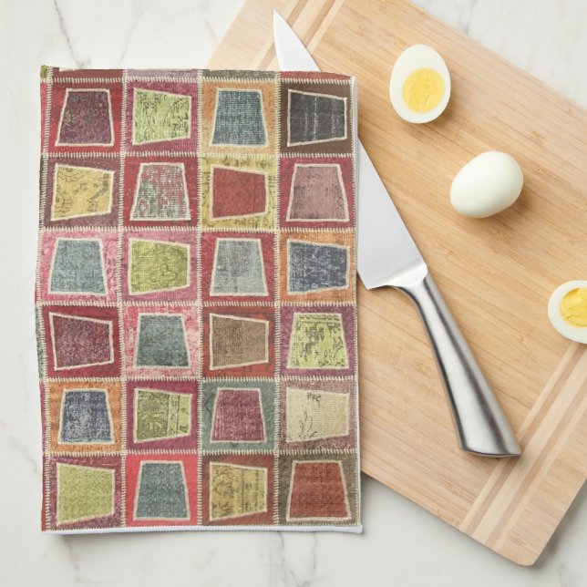 Colorful Geometric Shapes Yellow Kitchen Towel (Quarter Fold)