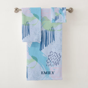 Colorful Geometric Spirals and Lines Bath Towel Set