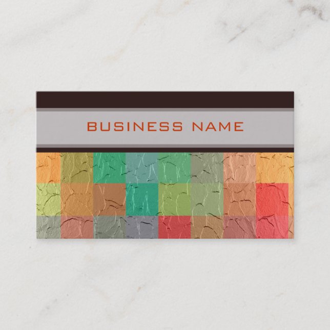 Colorful Geometric Square Pattern Business Card (Front)