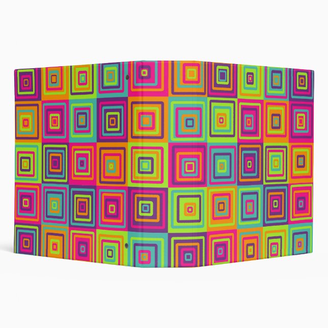 Colorful Geometric Squares 3 Ring Binder (Background)