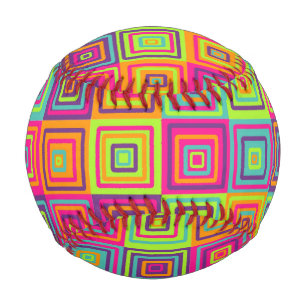 Colorful Geometric Squares Baseball