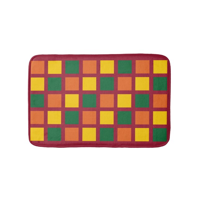 Colorful Geometric Squares Bath Mat (Front)