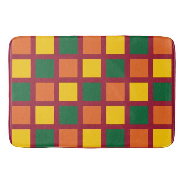 Colorful Geometric Squares Bath Mat (Front)
