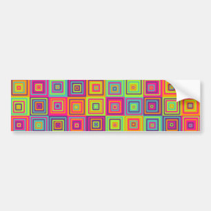 Colorful Geometric Squares Bumper Sticker