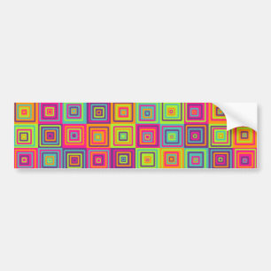 Colorful Geometric Squares Bumper Sticker