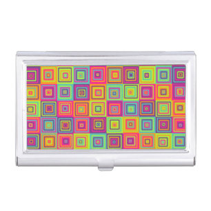 Colorful Geometric Squares Business Card Case