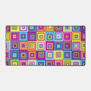 Colorful Geometric Squares Desk Mat