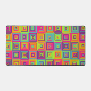 Colorful Geometric Squares Desk Mat