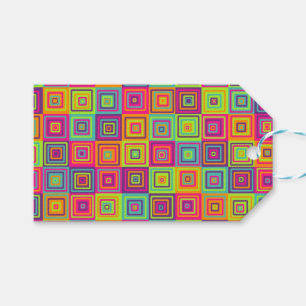 Colorful Geometric Squares Gift Tags