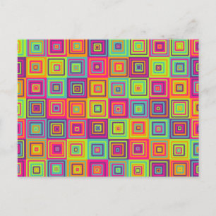 Colorful Geometric Squares Holiday Postcard