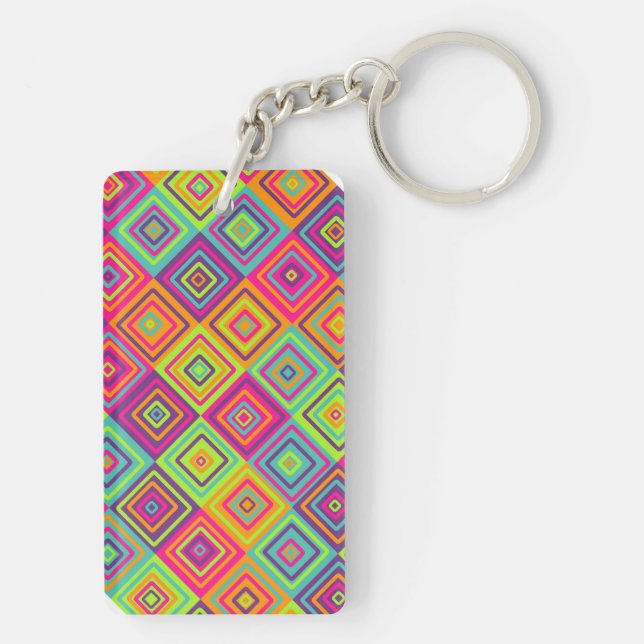 Colorful Geometric Squares Keychain (Back)