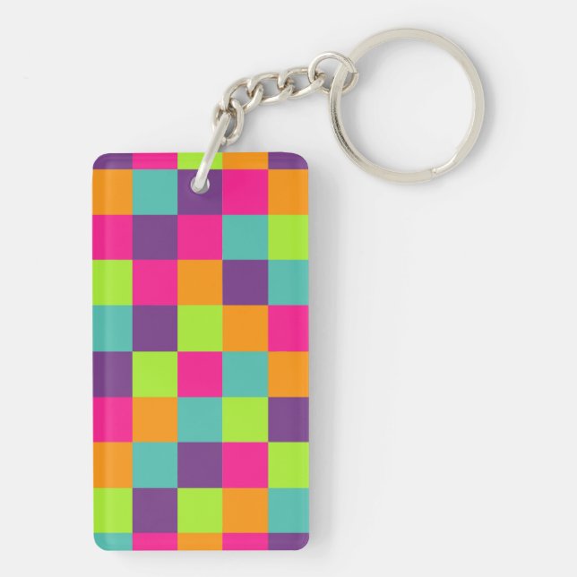 Colorful Geometric Squares Keychain (Back)