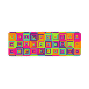 Colorful Geometric Squares Label