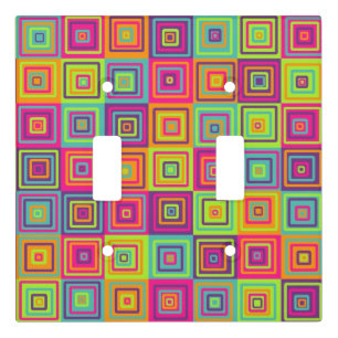 Colorful Geometric Squares Light Switch Cover