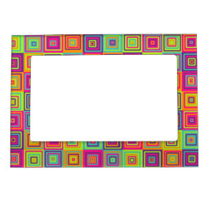 Colorful Geometric Squares Magnetic Frame