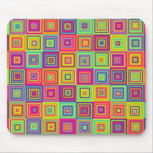 Colorful Geometric Squares Mouse Pad
