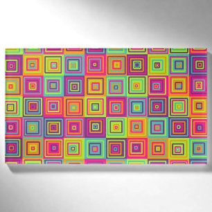 Colorful Geometric Squares Name Tag