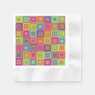 Colorful Geometric Squares Napkins