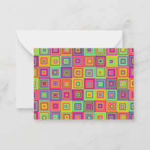 Colorful Geometric Squares Note Card